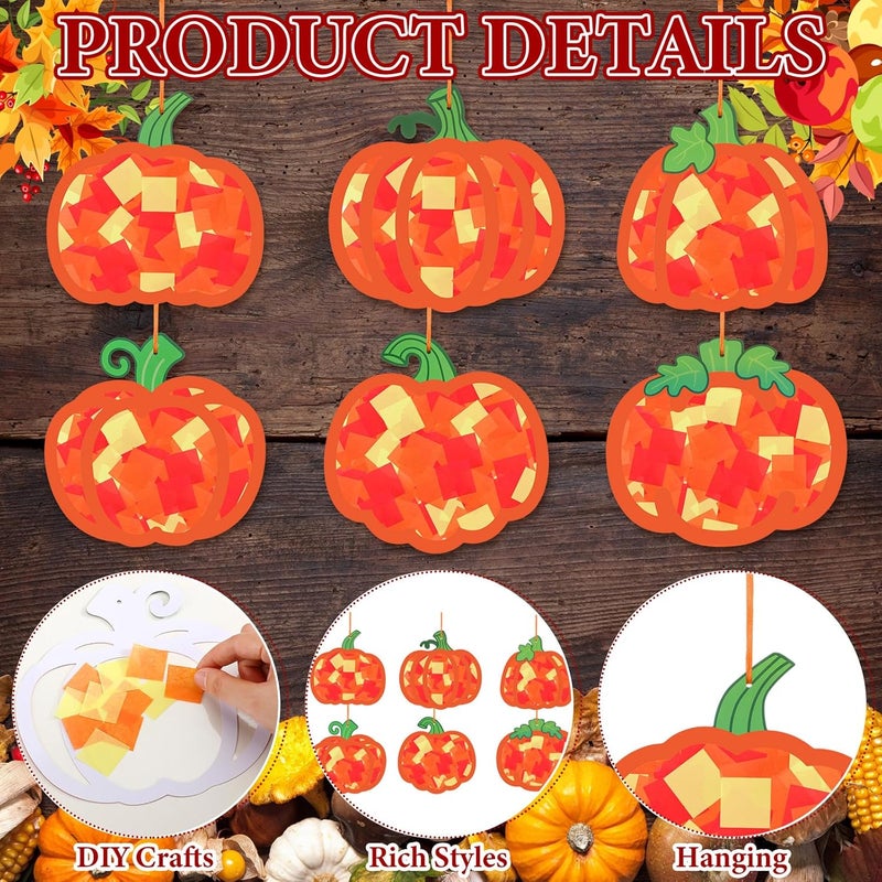 Chiisong 24 Sets Pumpkin Crafts Kit DIY Tissue Paper Sign Crafts for Back to School Fall Harvest Thanksgiving Religious Christian Party Fun Home Actives - Image 3